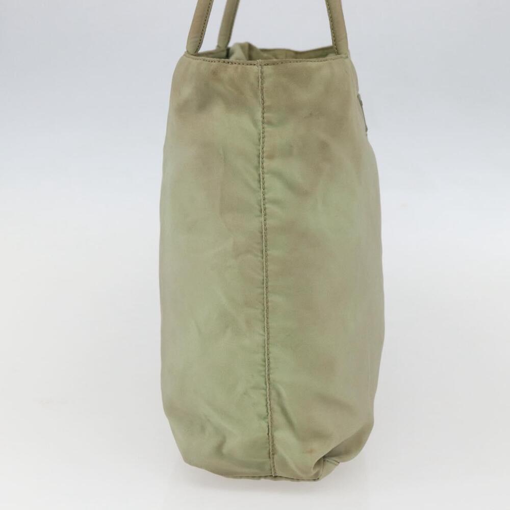PRADA Tote Bag Nylon Beige Silver Auth 157778 - Picture 3 of 16